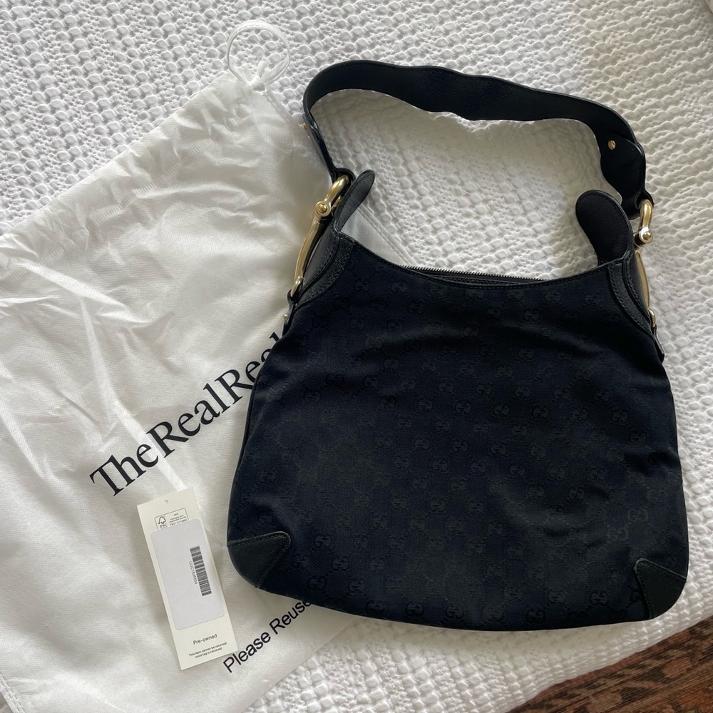 Gucci Creole hobo bag in black canvas with gold hardware - Picture 2 of 16